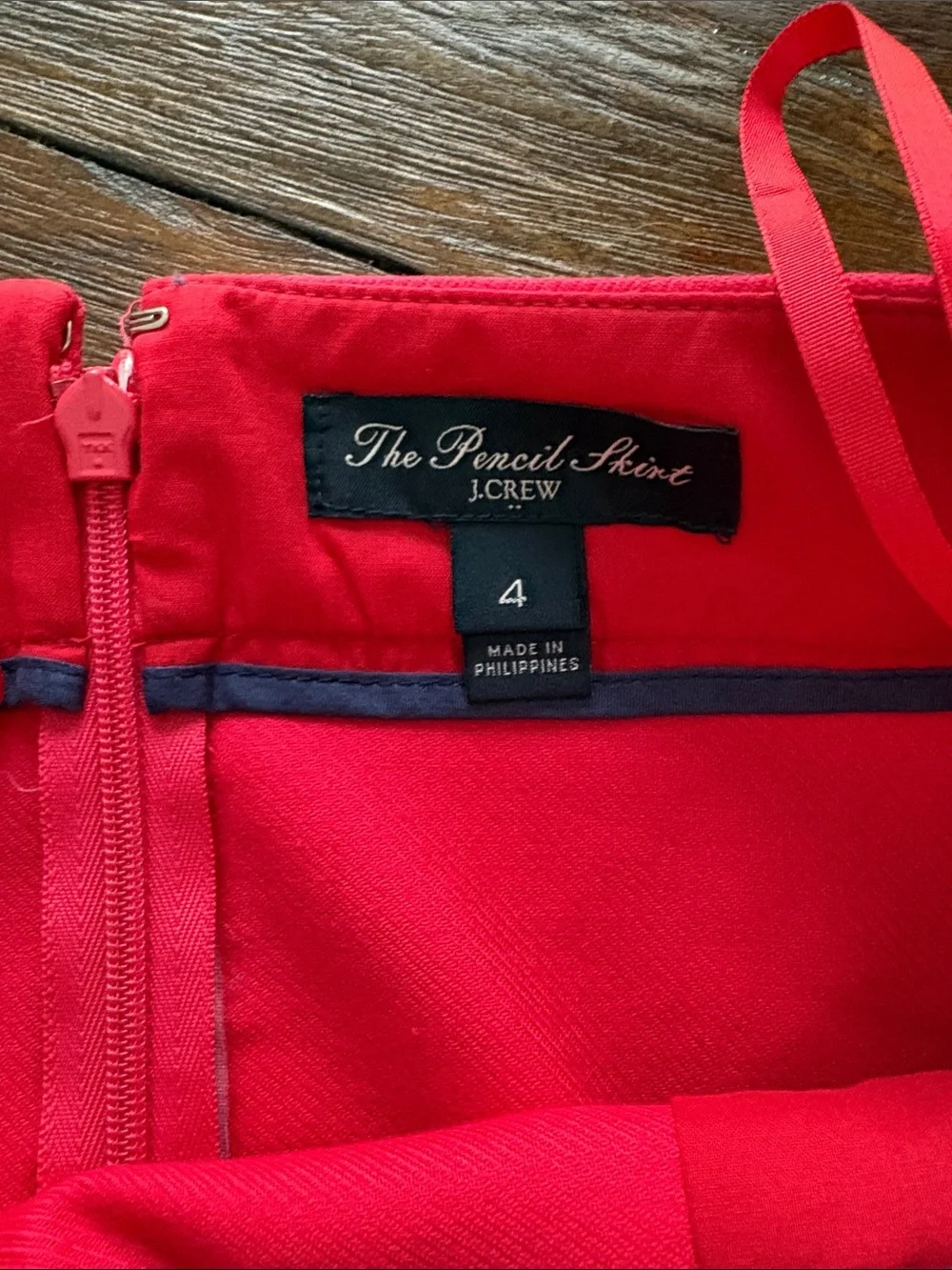 J. Crew Bright Red Tailored Pencil Skirt
